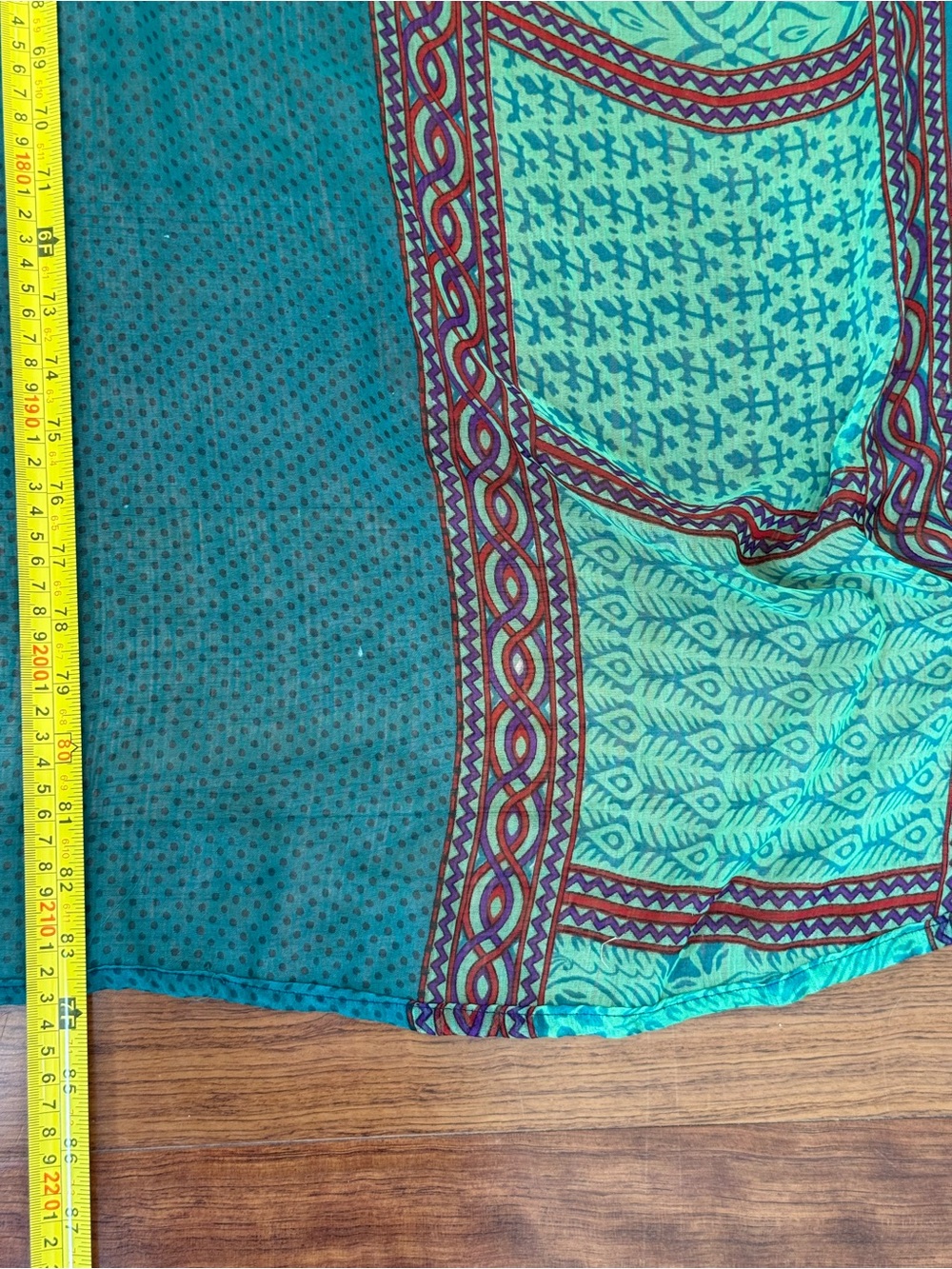 HUGE Scarf 3 X 7 Ft Lightweight Green Teal Patterned Scarf - Women Accessories - Picture 7 of 11